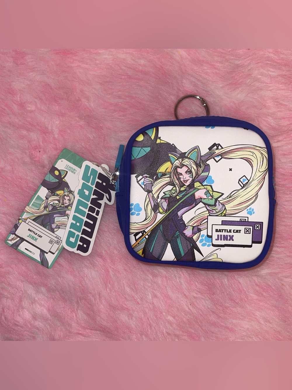 Miniso league of legends battle cat jinx zipper pouch keychain storage arcane